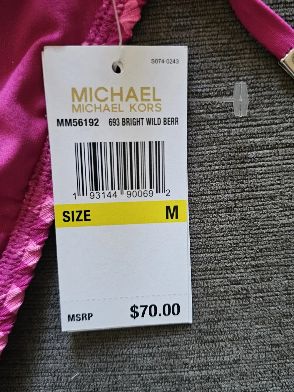 Michael Kors Women's pink Textured Stripe String Bikini Bottom Size Medium